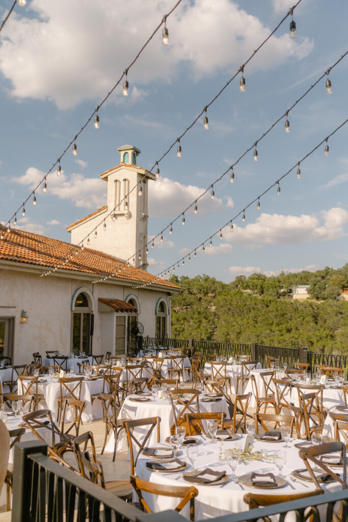 Villa Antonia Wedding Reception on the terrace overlooking the Hill Country