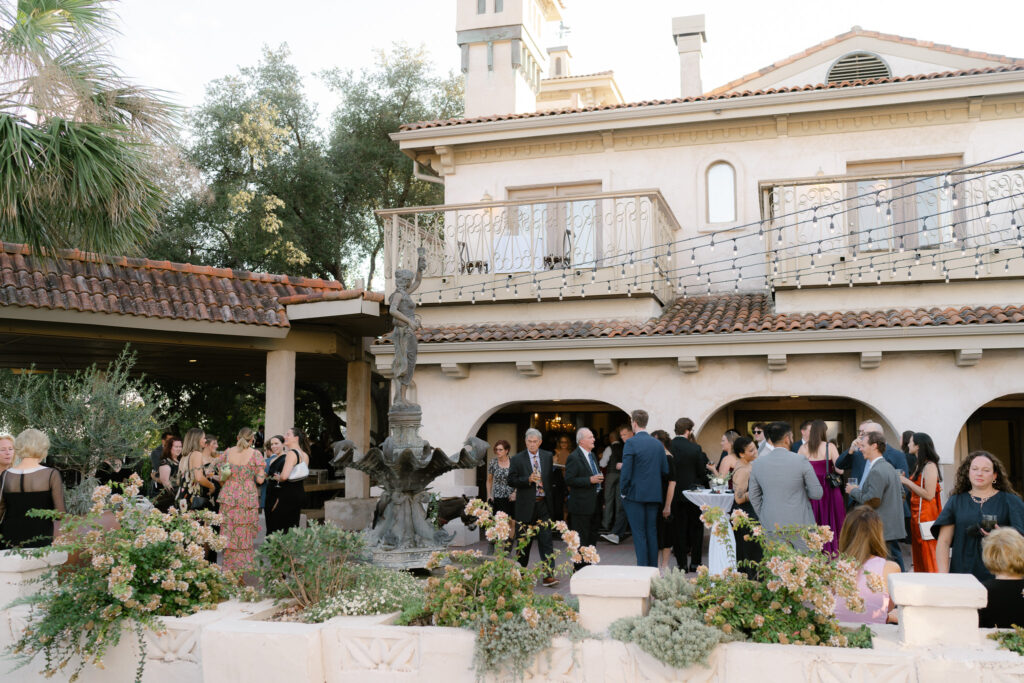 Villa Antonia cocktail hour on the patio overlooking the Texas Hill Country