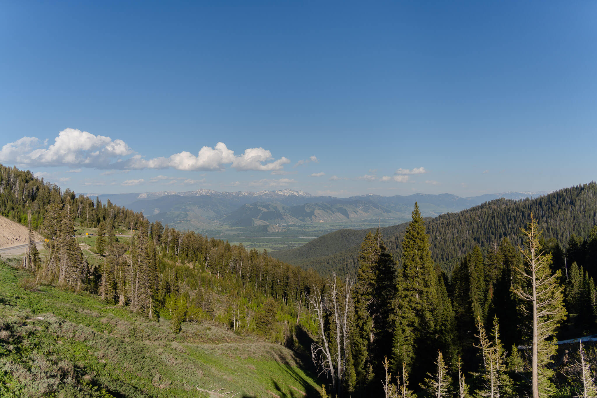 A sunny view of the pass on the way to Jackson Hole