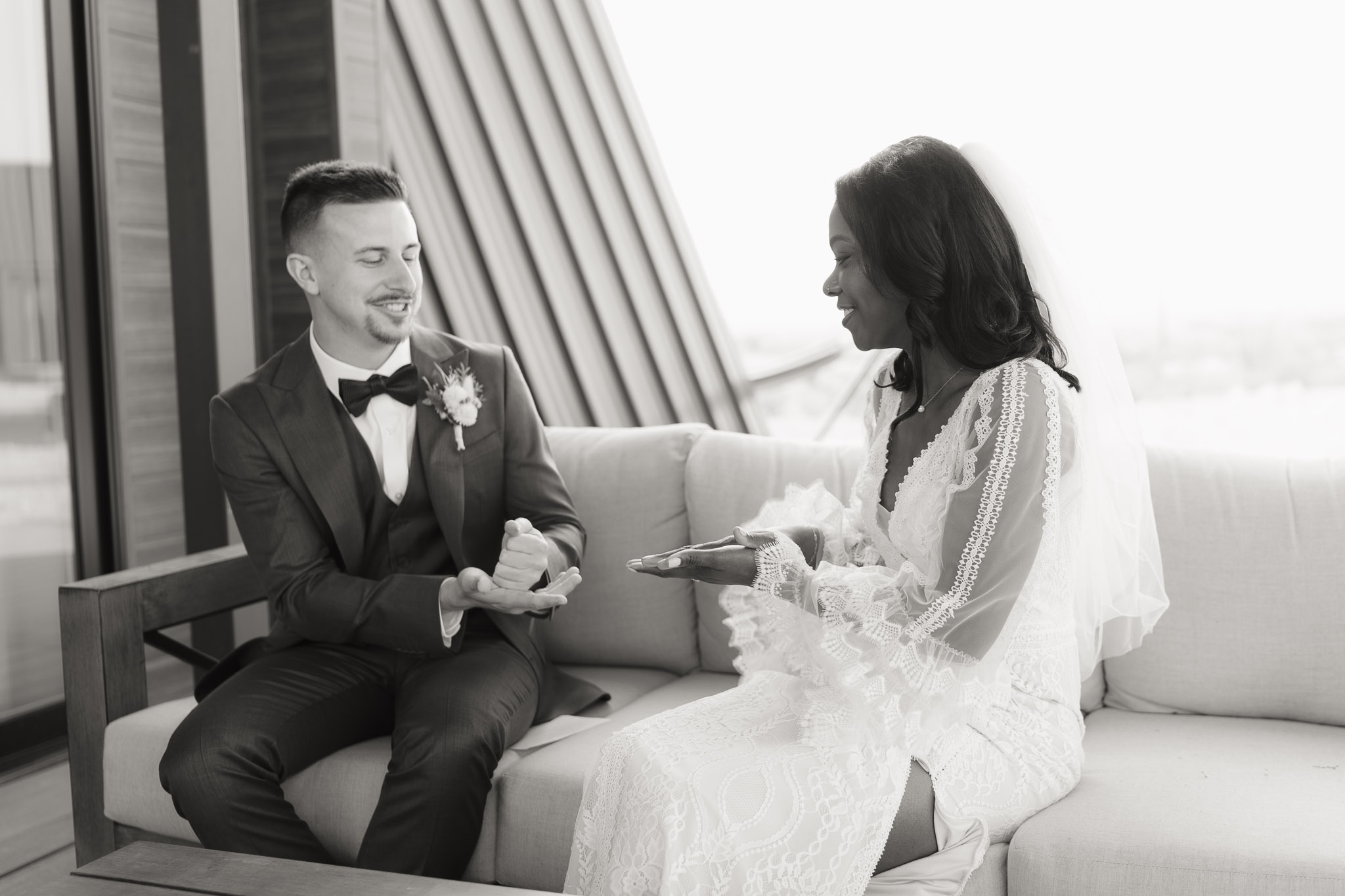 Add your personality into your day. Bride and groom play rock paper scissors to decide who shares their letter first
