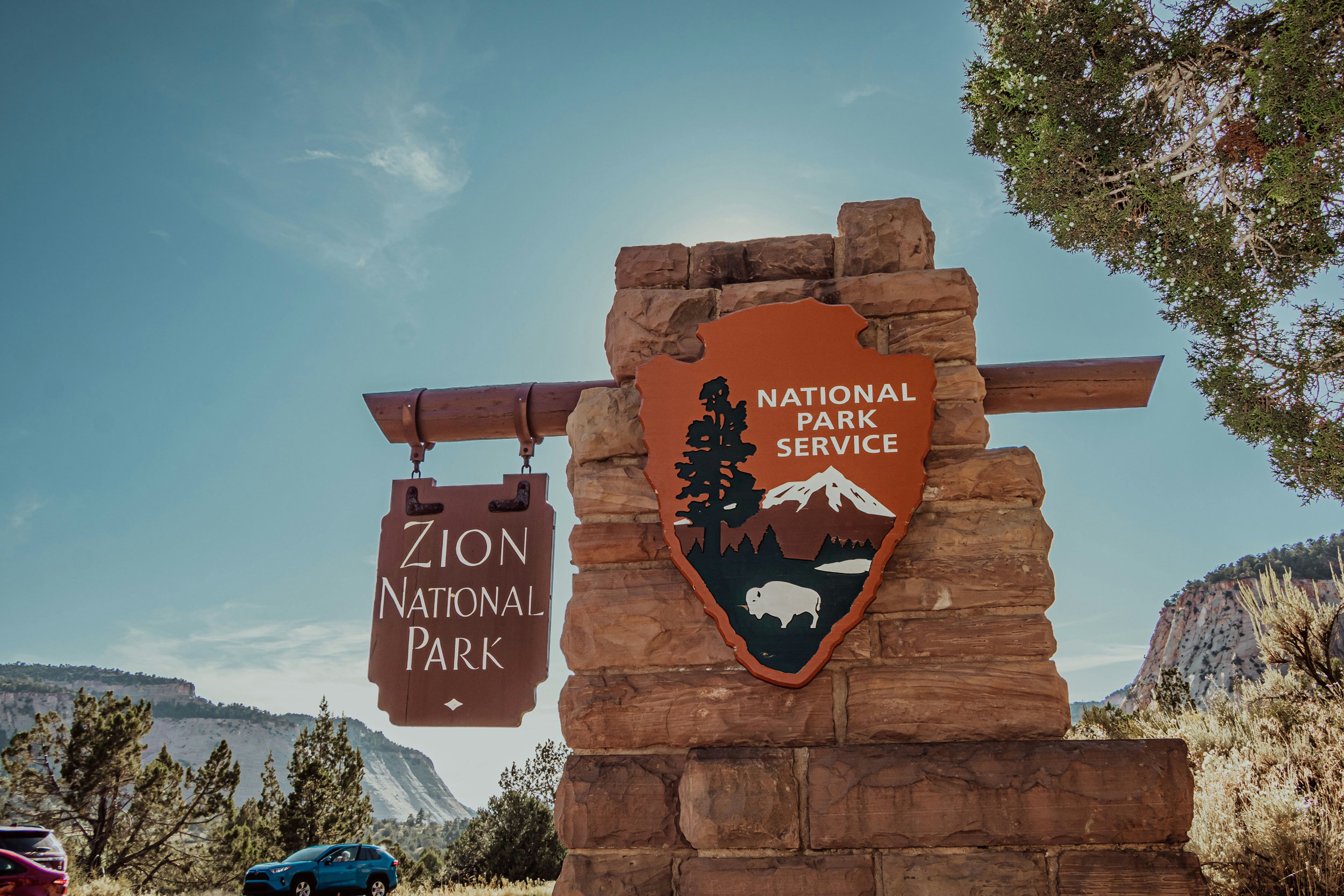 A look at the Zion National Park entrance sign