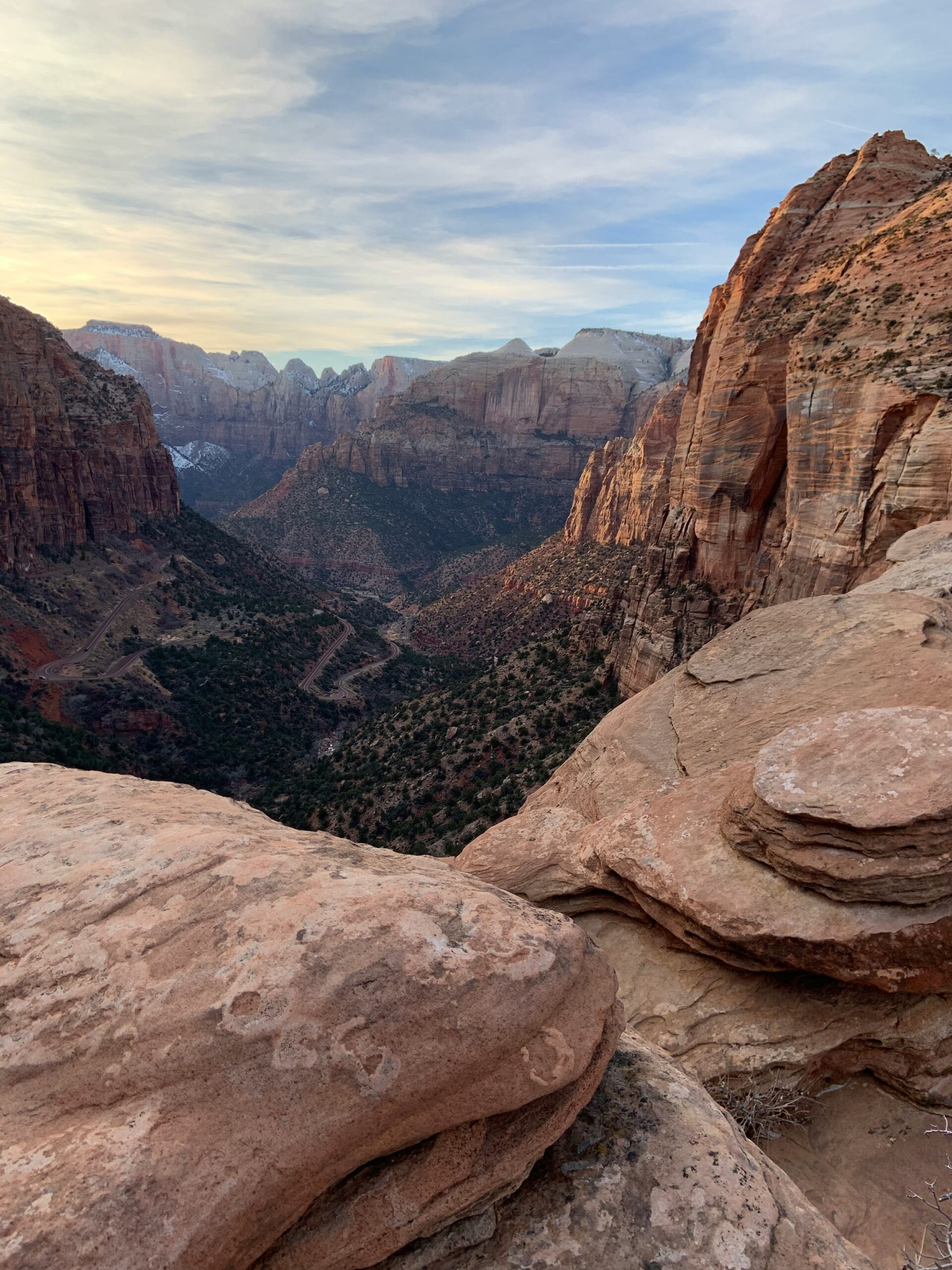 A look down from a canyon overlook perfect for a stunning zion national park elopement