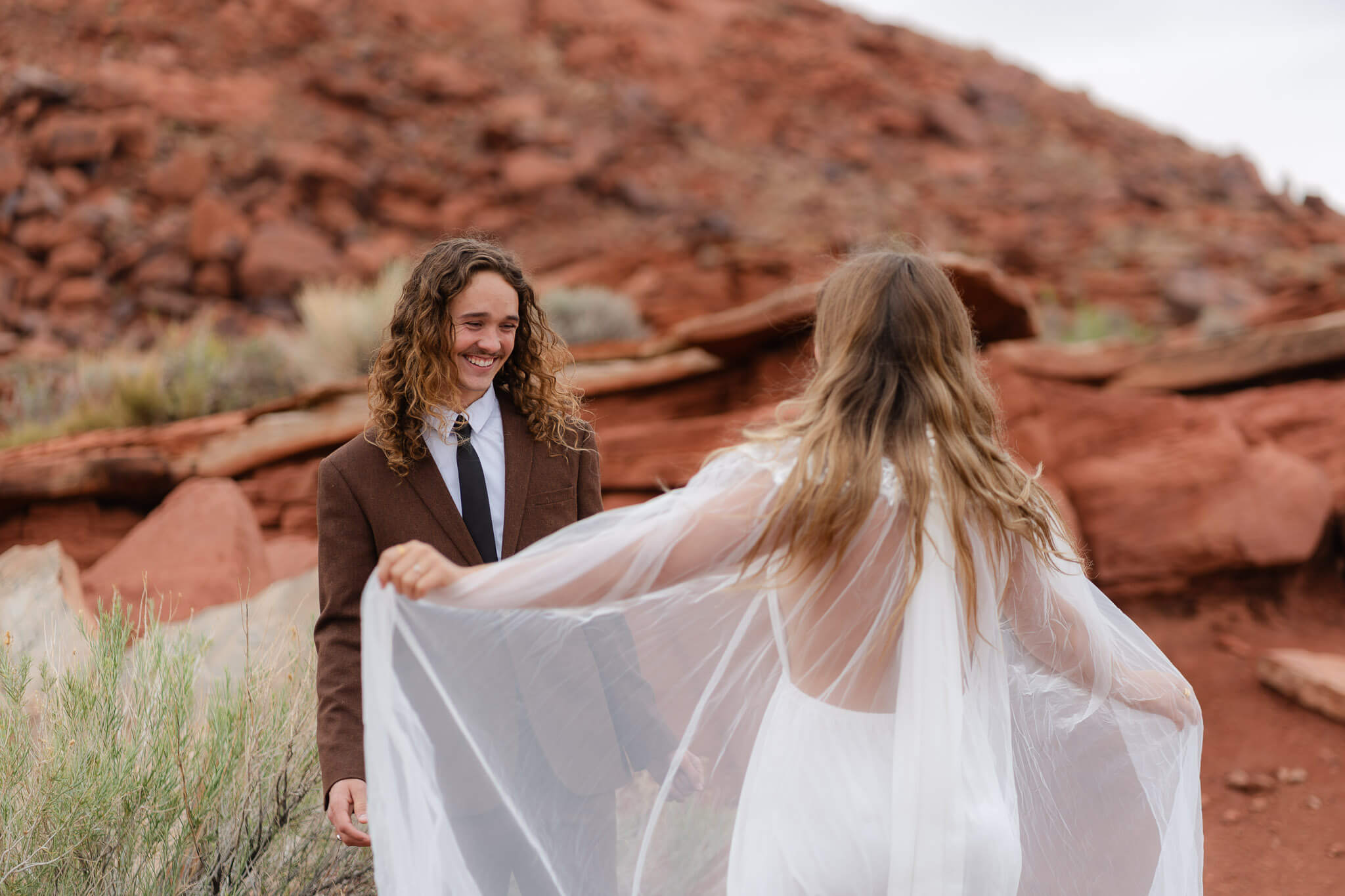 couple sharing a cute first look together