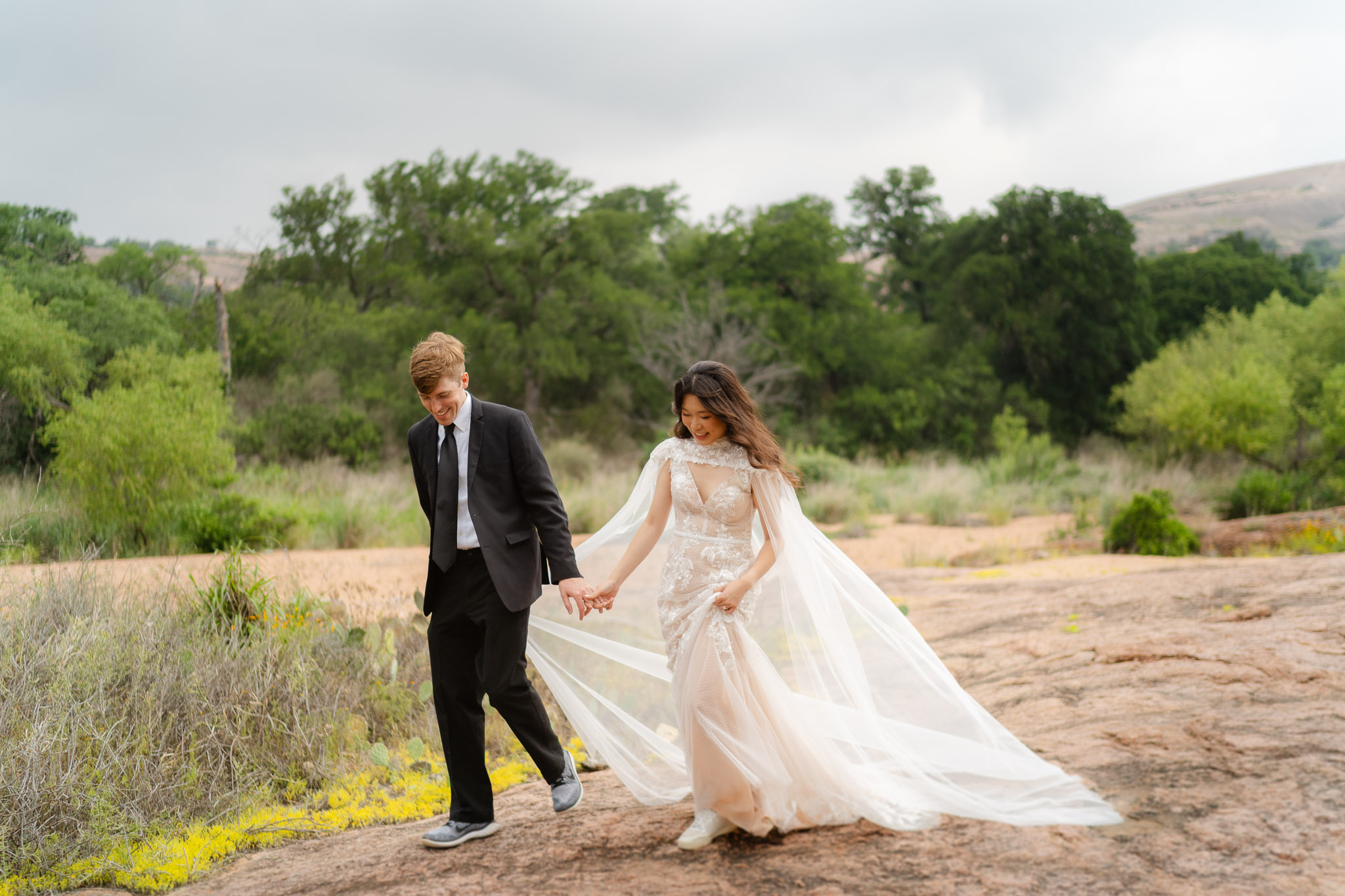 couple after elopement at enchanted rock