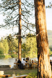 intimate wedding reception in the forest during a two day elopement