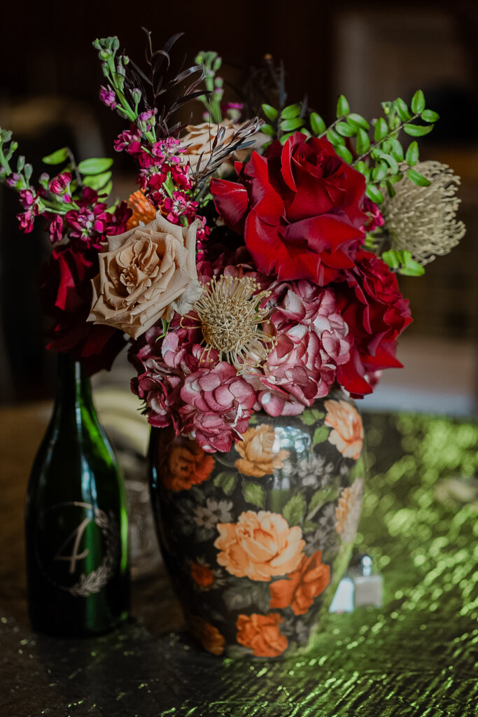 bold and colorful eclectic wedding details