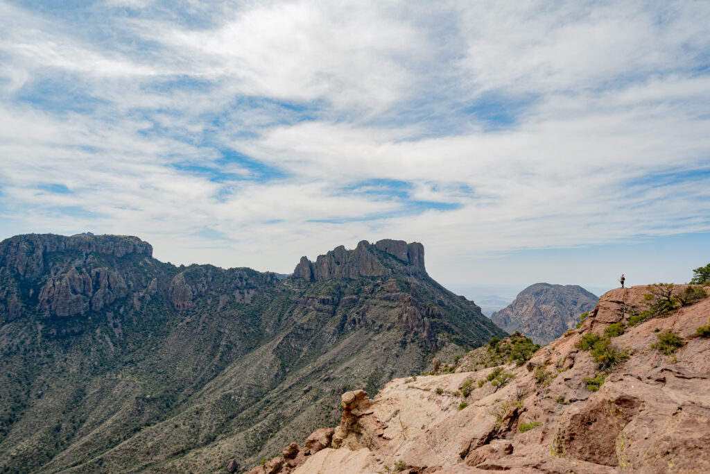 Man standing on Lost Mine Overlook in Big Bend National Park, Elopement Ideas in Texas